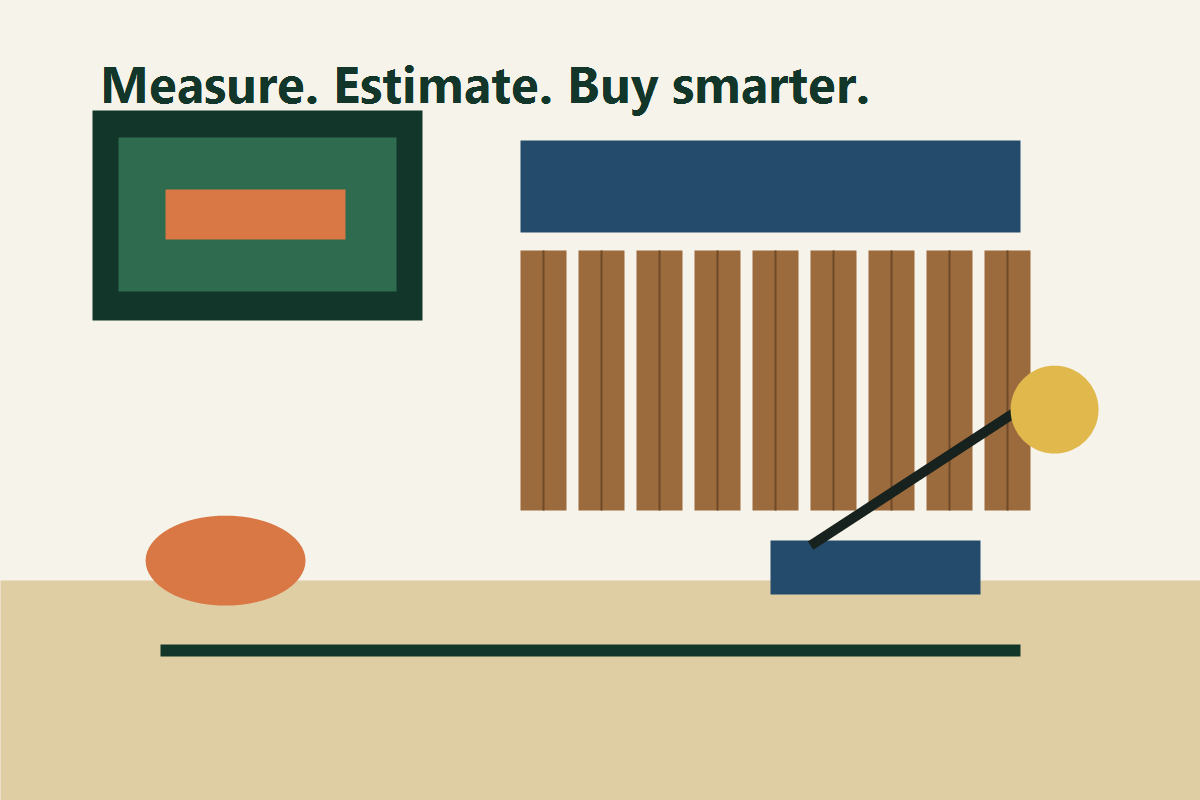 Tape measure, paint tools, flooring sample, and garden notes on a workbench.